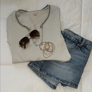 Urban Outfitters “Go For Gold” long sleeve in white and gray